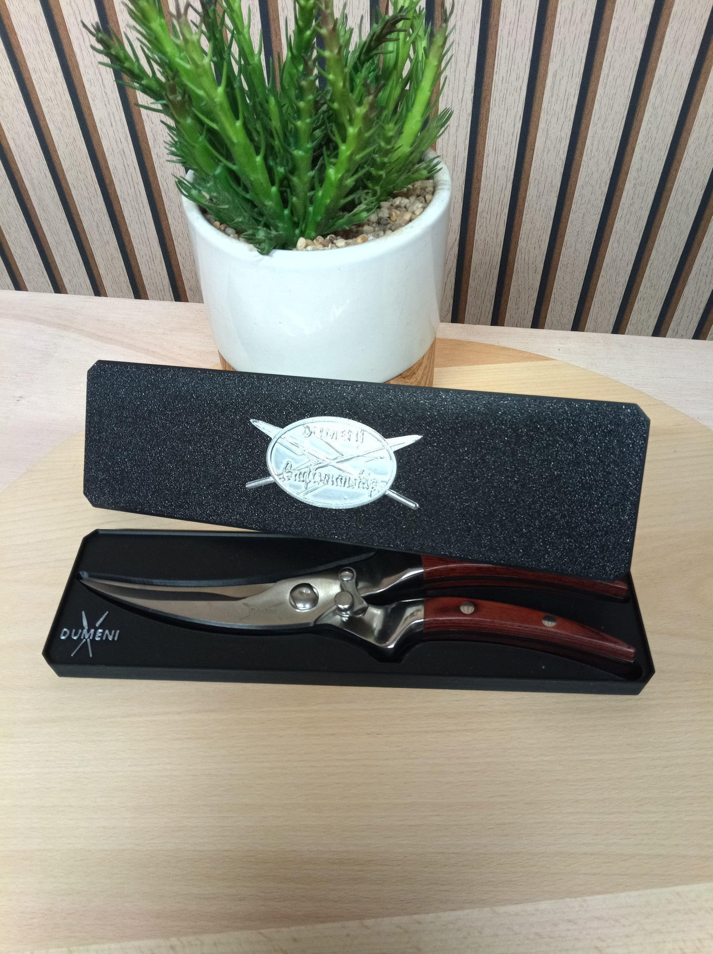 Dumeni Stainless Steel Biltong Slicer with Wooden Handles